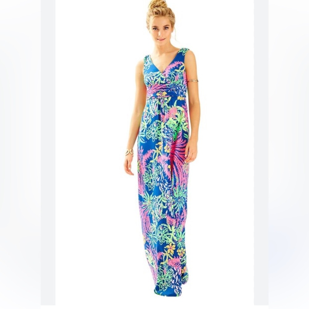 Lilly Pulitzer Vibrant Blue and Pink Maxi Dress